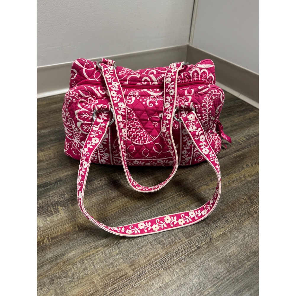 Vera Bradley Shoulder Bag Women Medium Pink Raspberry Fizz Quilted Paisley Good